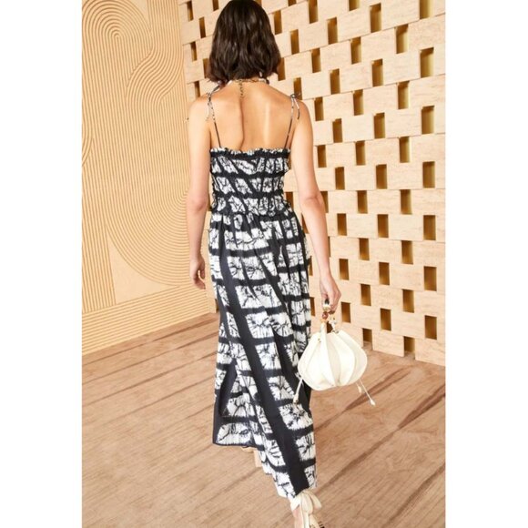 Ulla Johnson Akshara Hand Dyed Diamond Shibori Midi Dress in Paragon - Picture 5 of 12